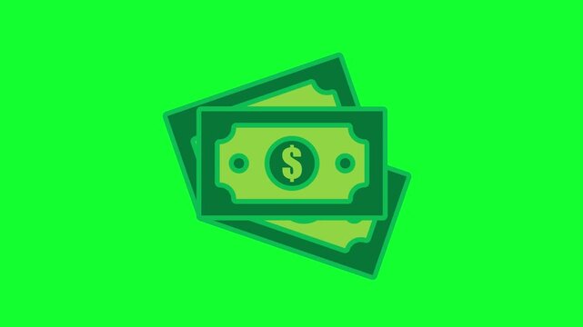 Motion Animation Money Dollar sign icon with Green Screen