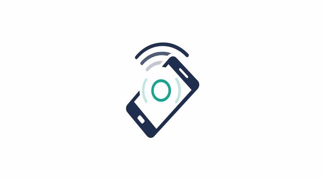 NFC concept. Smartphone icon with wireless connection signal and radar waves for mobile data technology