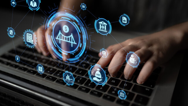 Loan icons represent debt, repayment, and financial planning. Loan supports banking, loan connects credit with payment systems, and loan helps manage interest effectively. Entice