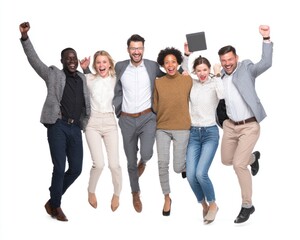 Obraz premium Diverse group celebrating success together.