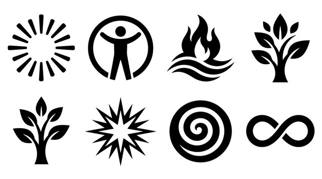 Abstract sun human spirit and infinity icons