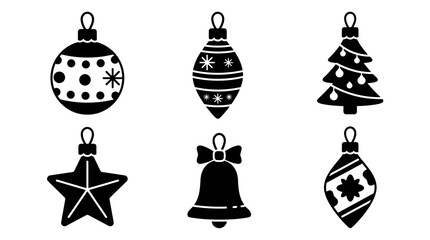 Fototapeta premium Black and white Christmas bauble icons.