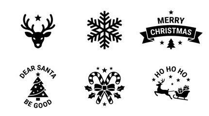 Fototapeta premium Black Christmas badges and typography set.