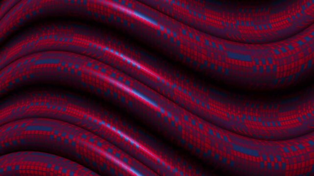 Abstract red wave motion background. Digital 3D flowing texture for creative video projects.