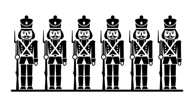 Black nutcracker soldier silhouette icons in a row.