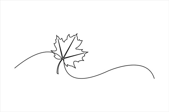 Autumn Leaves Continuous One Line Art Minimalist Outline Vector Illustration