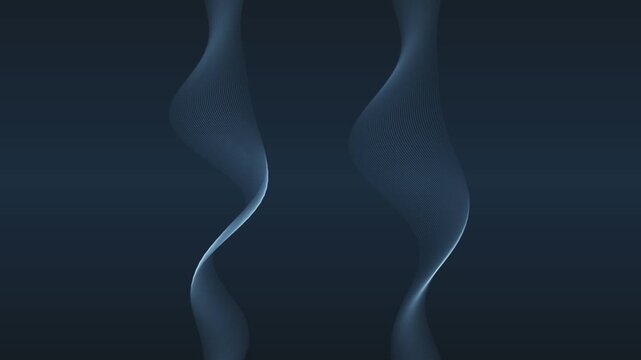 Abstract flowing digital energy lines creating wave forms on a dark blue background with soft lighting for a futuristic motion graphics concept.