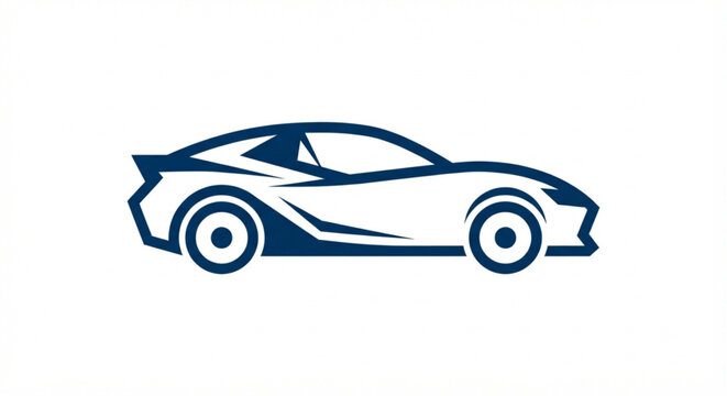 Blue Sport Car Silhouette Logo Design Vector
