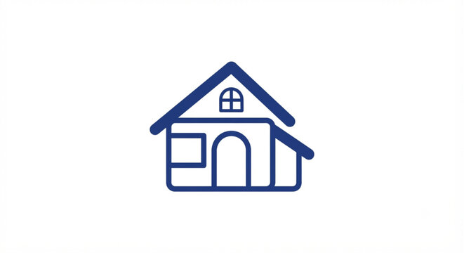 Blue House Line Icon Vector Illustration