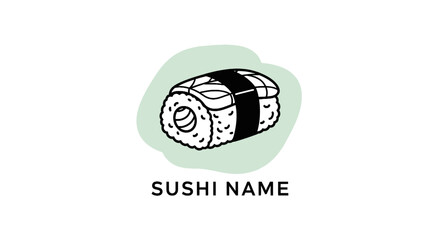 Minimalist salmon maki sushi roll icon © aldo