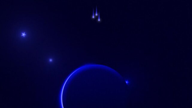 Abstract Blue Motion Background with Glowing Particles and Futuristic Neon Light Effects