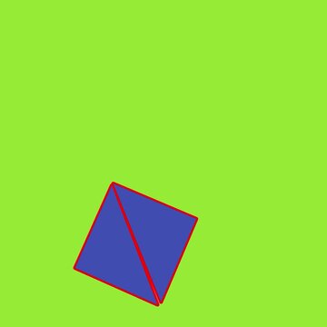 Blue square divided by a red line on a lime green background geometric shape divider split minimal geometric shape divider split minimal