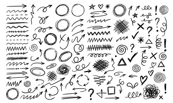 Doodle Arrows and Hand Drawn Elements Mega Set
