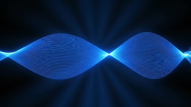 Abstract blue light wave pattern on dark background