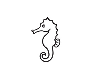 Fototapeta premium Minimalist outline drawing of a whimsical seahorse creature featuring smooth elegant curved lines for a modern marine life design