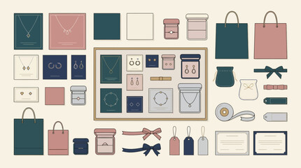 Fototapeta premium Elegant Jewelry Packaging and Display Elements, Isolated