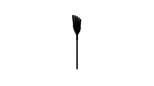 Black silhouette garden rake tool for agriculture equipment isolated on white background
