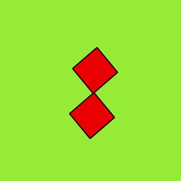 Two red squares touching at corners rotating against a green backdrop square corner rotation geometric shape square corner rotation geometric shape