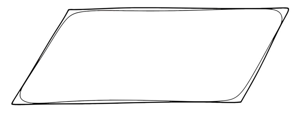 Hand-drawn parallelogram with rounded corners simple geometric shape.