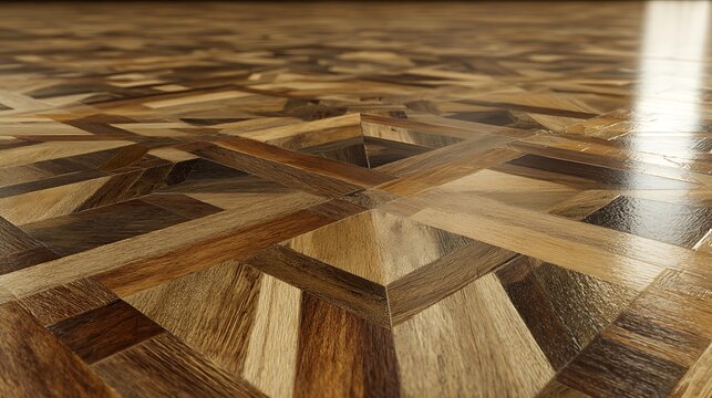 parquet wood floor texture, square geometric arrangement with mixed natural tones, warm brown palette, smooth polished surface, seamless composition, interior material background, product showcase