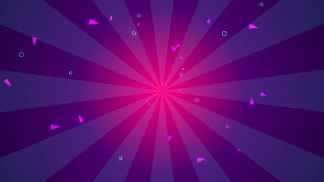 Abstract neon synthwave burst background with glowing pink and blue light rays. This retro 80s cyberpunk seamless motion graphic loop is perfect for futuristic technology backdrops.