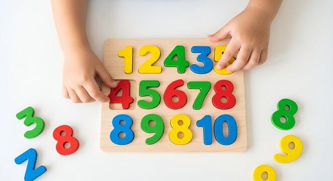 Colorful Wooden Number Blocks for Early Learning.