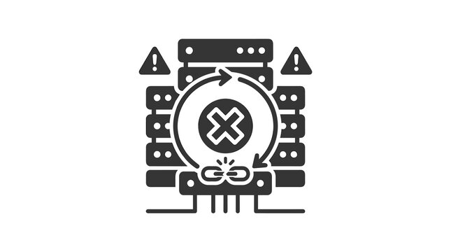 Server System Failure and Network Disconnection Icon Illustration