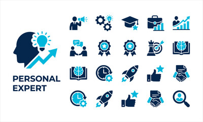 Fototapeta premium Digital Personal Expert Development and Strategy Icons Set for Business Growth