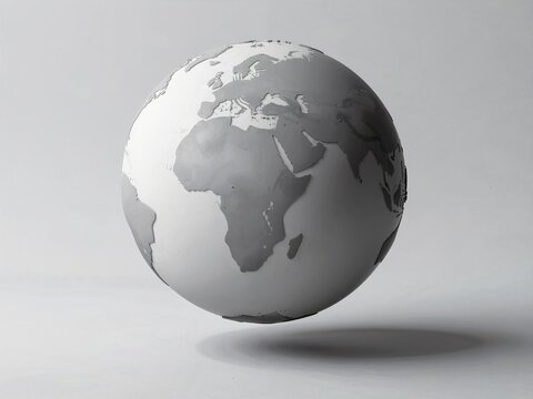Gray metallic texture globe model on white background