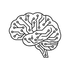 Fototapeta premium Abstract Circuit Brain Illustration in Minimalist Style for Technology and Artificial Intelligence Concepts