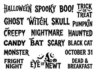 Obraz premium Halloween word art typography design set