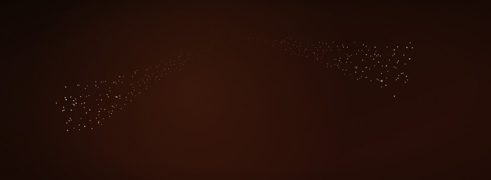 Cinematic gold dust particles on dark brown background, luxury shimmering bokeh light effect, elegant glitter spray texture for premium branding