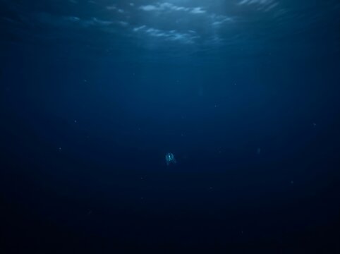 Deep underwater ocean scene with sun ray light beams underwater background sunlight environment abstract adventure exploration illumination refraction atmosphere wilderness peaceful