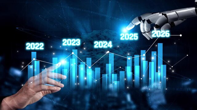 AI-generated image showing data-driven projection of business performance trends across five years using charts and analytics for strategic planning and decision making Marrow