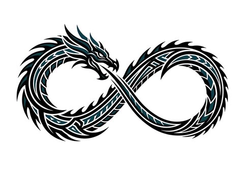 Infinity Tribal Dragon Tattoo Symbol Illustration