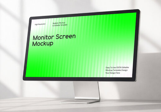 Realistic Desktop Monitor Screen Mockup