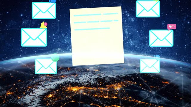 Digital Communication Networking Concept with Earth and Email Symbols, Showing Message Exchange in Global Reach and Technology Integration. Entropy.