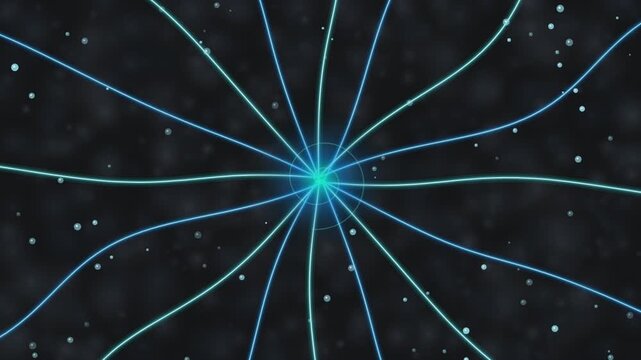 Blue cosmic energy lines radiating from center in space background