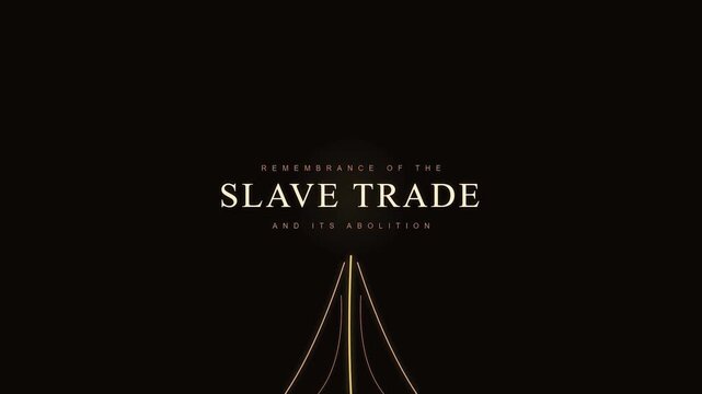 Slave Trade Historical Title Card Elegant Gold Line Art Animation On Black Background For Cinematic History Film Opening And Educational Documentary Backdrop