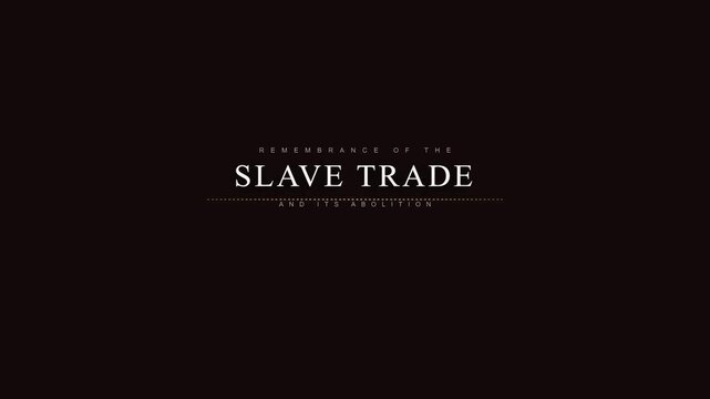 Slave trade historical audio waveform minimalist gold typography on dark cinematic background educational documentary opening and social awareness presentation