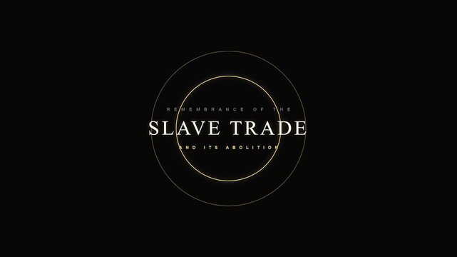 Slave Trade Historical Text Golden Circular Line Art Minimalist Motion Graphic Title Sequence for Documentary Educational Presentation Cinematic Dark Background