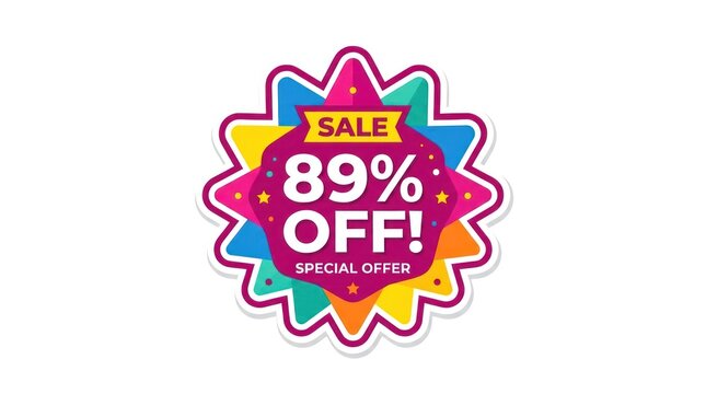 Colorful Sale Discount Badge 89% Off Special Offer