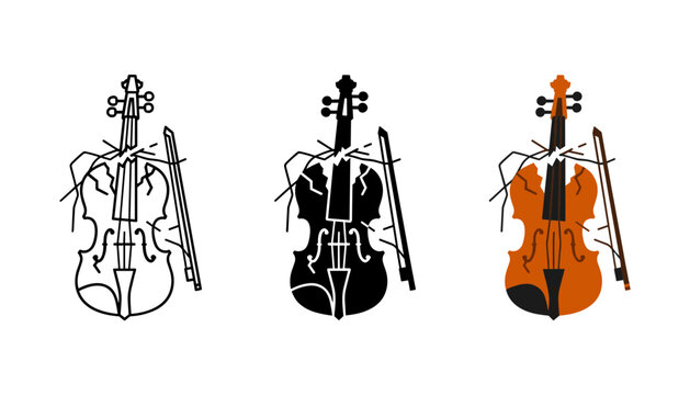 Three classic musical instruments vector icons in a row
