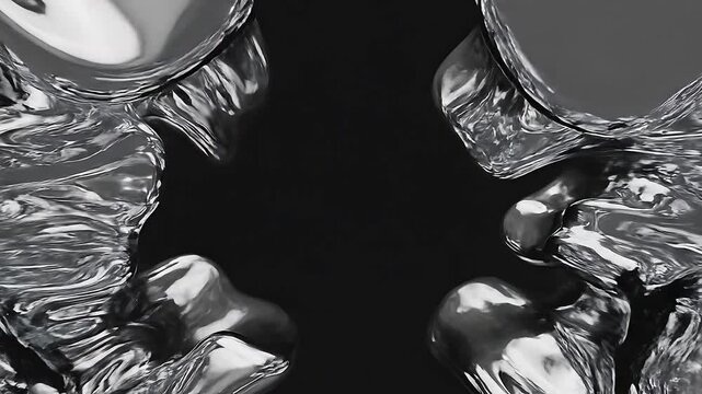 Abstract Liquid Silver Metal Flowing in Circular Motion