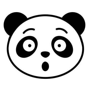 Surprised Panda Face Cute Shocked Animal Head Flat Vector Illustration