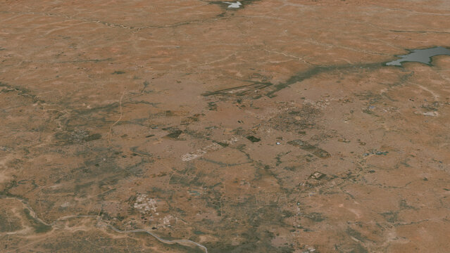 Oblique aerial 3D illustration of Kano, Nigeria