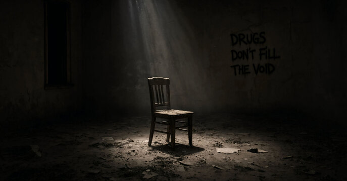 old chair in the dark room