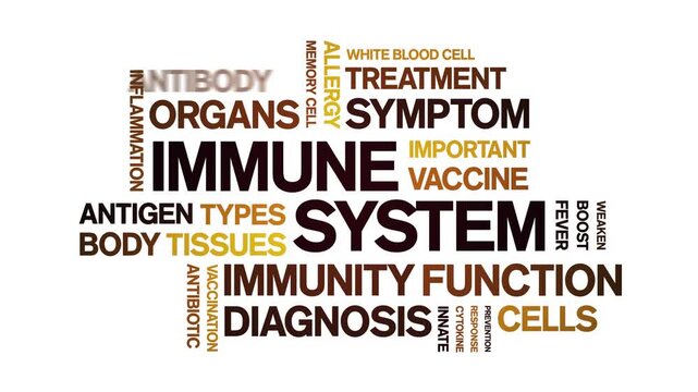 immune system animated word cloud-animation tag kinetic typography seamless loop.