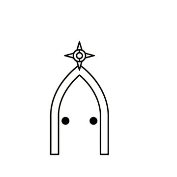 Abstract Arch with Star Symbol and Two Dots