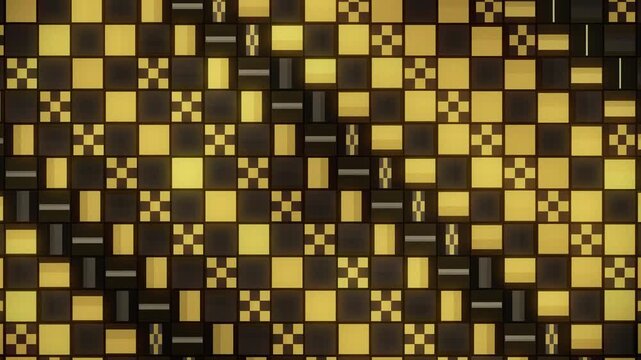 Japanese Ichimatsu Checkered Pattern Tiles Flipping in Rhythmic Waves Seamless Loop in rich black tones